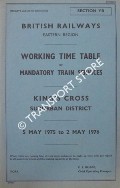 Working Time Table of Mandatory Train Services - Section YB - King's Cross Suburban District - 5 May 1975 to 2 May 1976 by British Railways Eastern Region